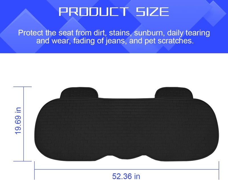 Osilly Car Back Seat Cover, Anti-Slip Long Vehicle Rear Bench Protectors with Storage Pocket, Breathable Comfortable Auto Interior Seating Bottom Protection Accessories, Universal Fit (Black) - Image 2